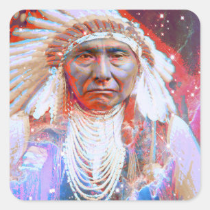 Native American Crazy Horse Square Sticker