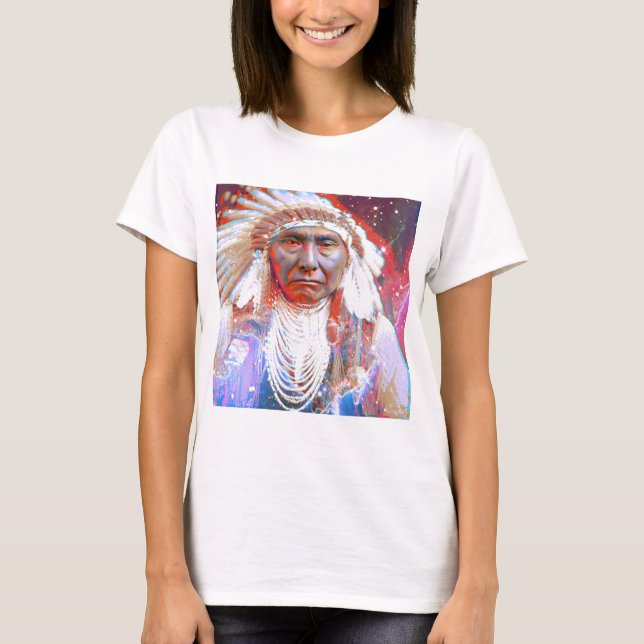 Native American  Crazy Horse T-Shirt (Front)