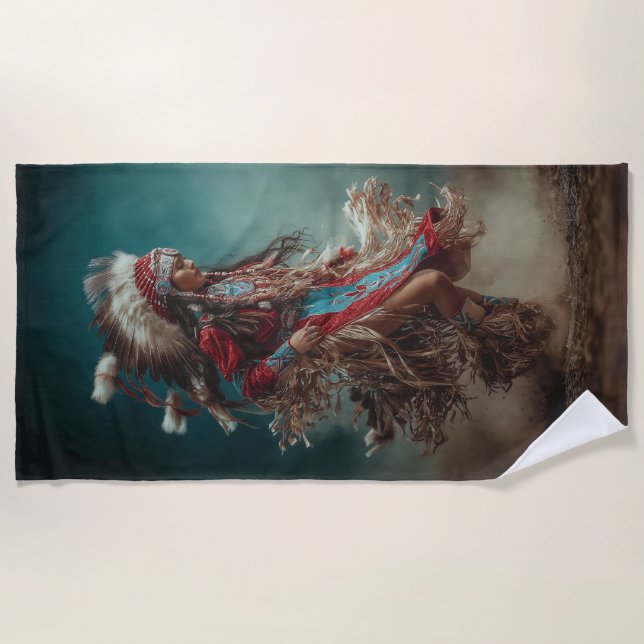 Native American Dancer Beach Towel (Front)