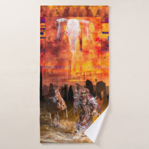 Native American Dancer ROLLING THUNDER Bath Towel