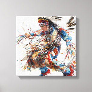 Native American Dancer Stretched Canvas Print