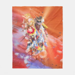 Native American DANCING  WOLVES Fleece Blanket