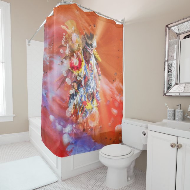 Native American DANCING WOLVES Shower Curtain (In Situ)