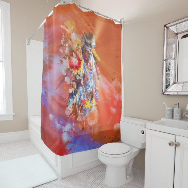Native American DANCING WOLVES Shower Curtain (In Situ)