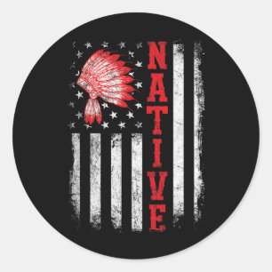 Native - American Day Usa Flag Cherokee Indigenous Classic Round Sticker