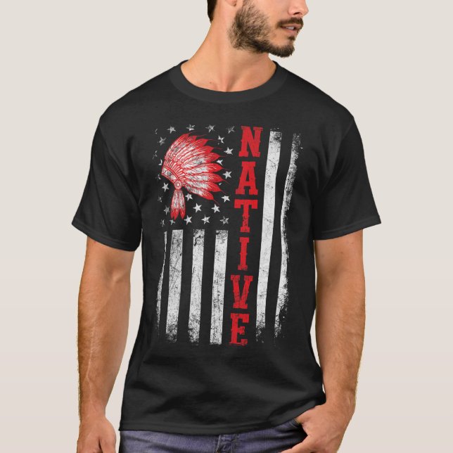 Native - American Day Usa Flag Cherokee Indigenous T-Shirt (Front)