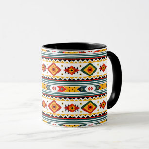 Native American Design - Green Rust Orange Yellow  Mug