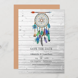 Native American Dreamcatcher Bohemian Wedding Save The Date