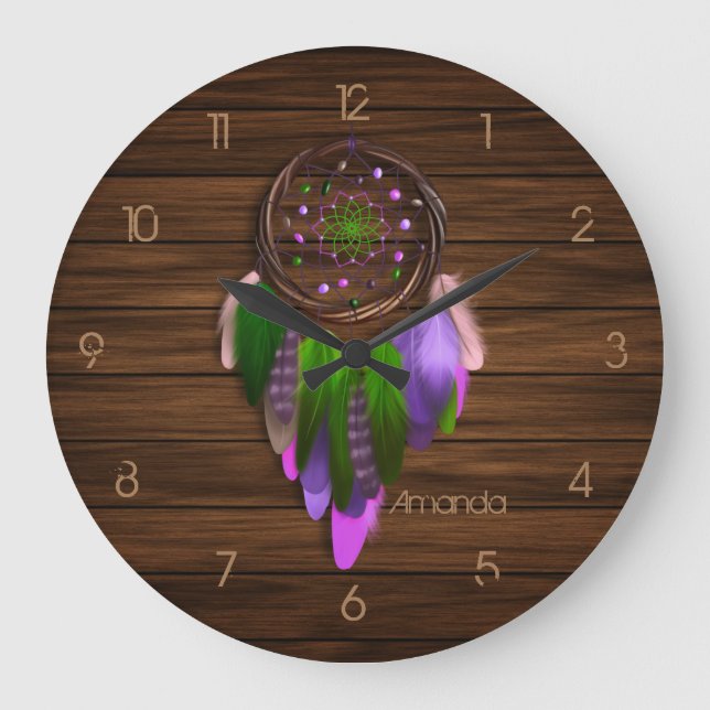 Native American Dreamcatcher Large Clock (Front)