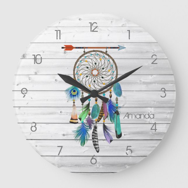 Native American Dreamcatcher Large Clock (Front)