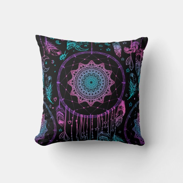 Native American Dreamcatcher Moon Pattern Cushion (Front)
