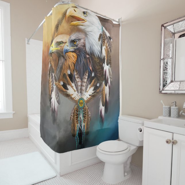 Native American Eagle 02 Shower Curtain (In Situ)