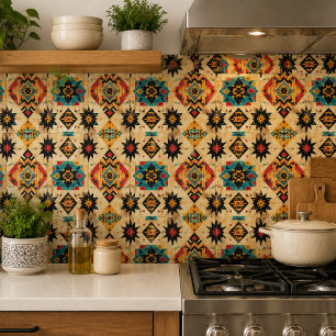 Native American Ethnic Art Tribe Pattern Vintage Ceramic Tile
