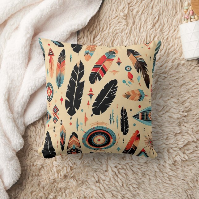 Native American Ethnic Art Tribe Pattern Vintage Cushion (Blanket)