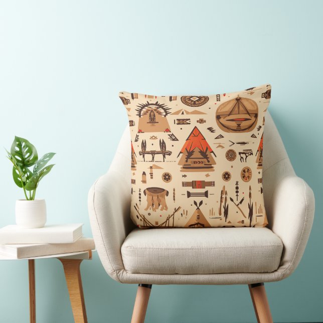 Native American Ethnic Art Tribe Pattern Vintage Cushion (Chair)
