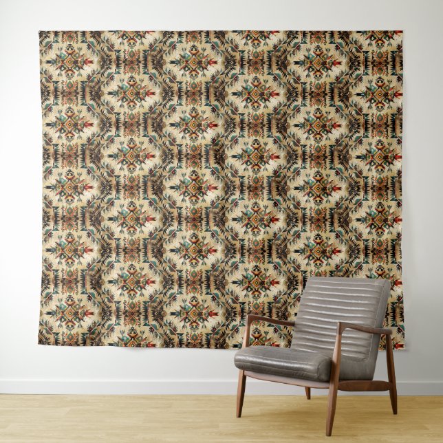 Native American Ethnic Art Tribe Pattern Vintage Tapestry (In Situ (Horizontal))