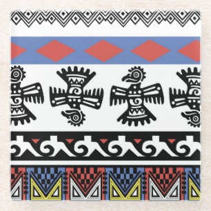 Native American Ethnic Illustration Glass Coaster
