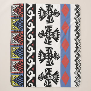 Native American Ethnic Illustration Sherpa Blanket