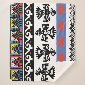 Native American Ethnic Illustration Sherpa Blanket
