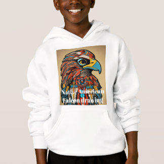 " Native American Falcon " Kids' Pullover Hoodie 