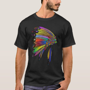Native American Feather Headdress Indian American T-Shirt