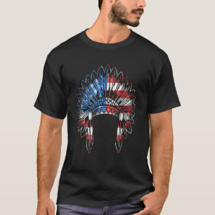 Native American Feather Headdress USA America Indi T-Shirt