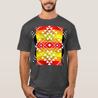 Native American Fire Colour White Black Geometric  T-Shirt