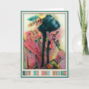 Native American Flute Player Christmas Card