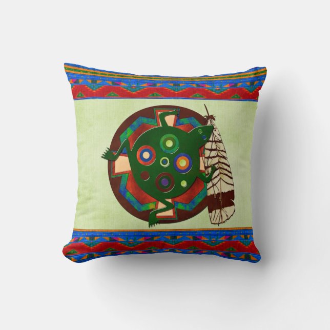Native American Folk Art Frog Cushion (Front)
