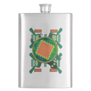 Native American Folk Art Turtle Hip Flask