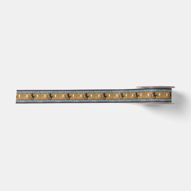 Native American Gecko Pattern Satin Ribbon (Front)