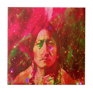 Native American Ghost of Sitting Bull Ceramic Tile