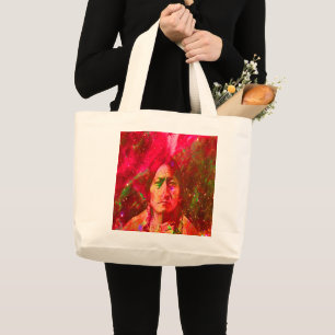 Native American Ghost of Sitting Bull Large Tote B