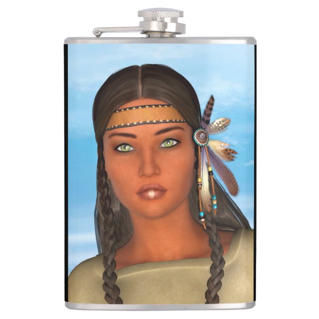 Native American Girl Hip Flask (Front)