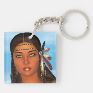 Native American Girl Key Ring