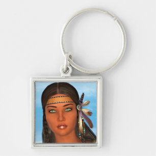 Native American Girl Key Ring