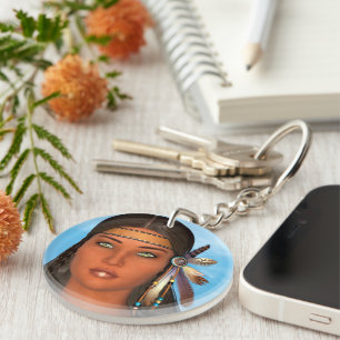 Native American Girl Key Ring