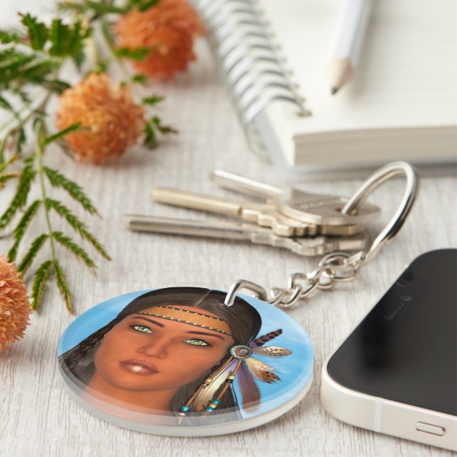 Native American Girl Key Ring (Front Right)