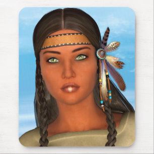 Native American Girl Mouse Pad