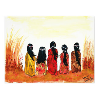 Native American Girls Watercolor Painting Print
