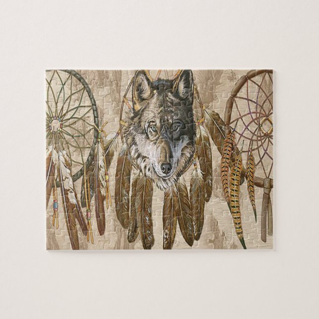 Native American Grey Wolf Jigsaw Puzzle (Horizontal)