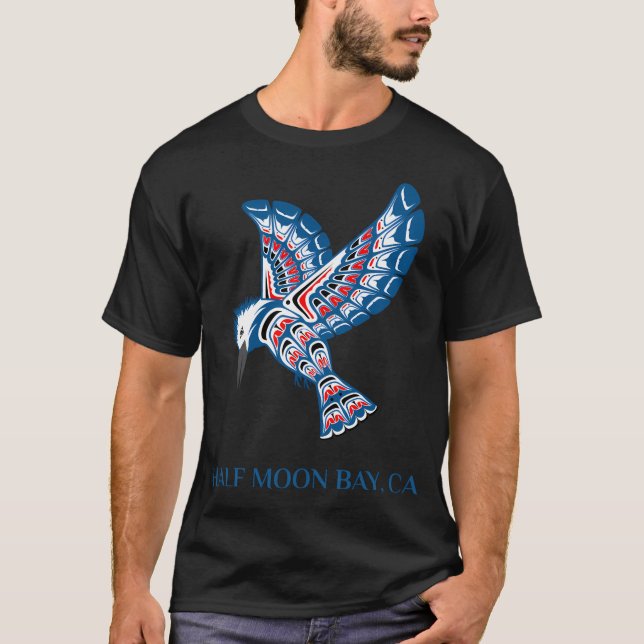 Native American Half Moon Bay Kingfisher Bird T-Shirt (Front)