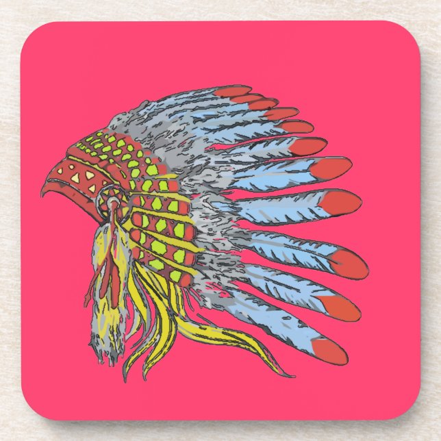 Native American Headdress, add text Coaster (Front)