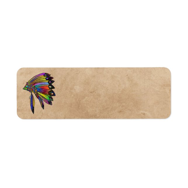 Native American Headdress Return Address Label (Front)