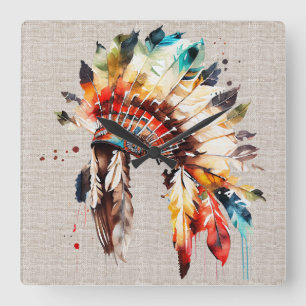 Native American Headdress Wall Clock