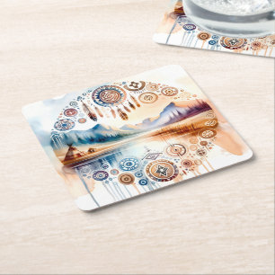 Native American Heritage Month Square Paper Coaster
