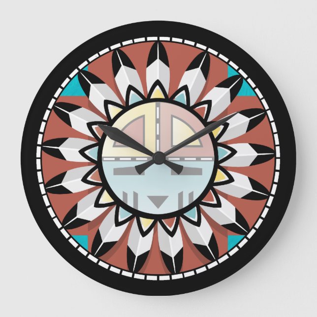 Native American Hopi Abstract Clock Design (Front)