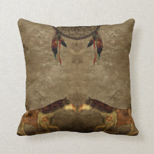 Native American Horses & Dream Catcher Cushion