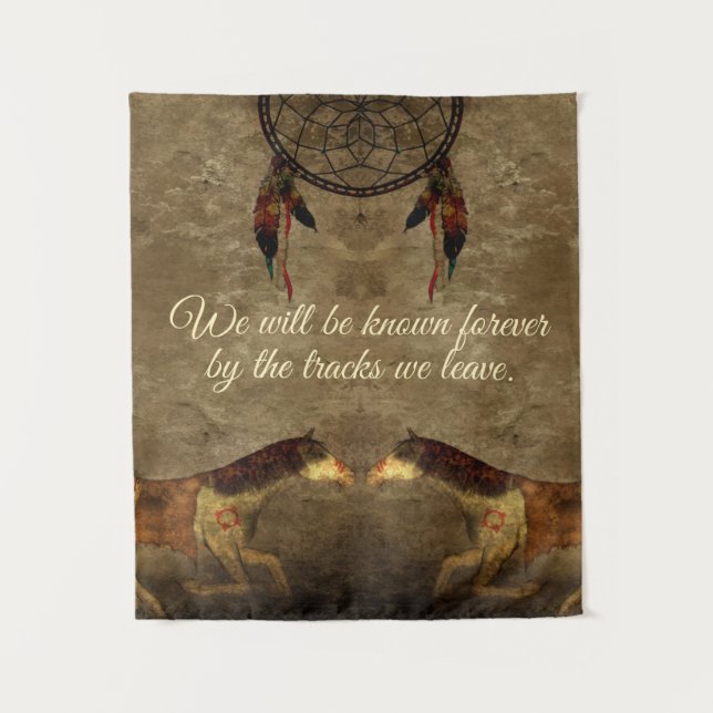 Native American Horses & Dream Catcher Tapestry (Front)