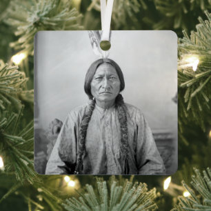 Native American Icon: Lakota Leader Sitting Bull   Metal Tree Decoration